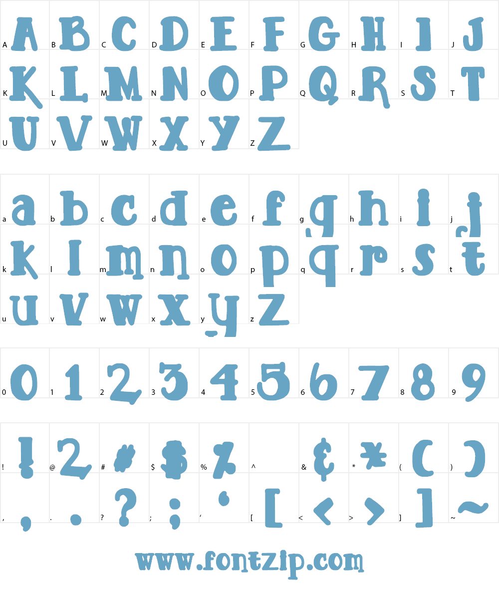 DJB TOOTSIE WOOTSIE BOLD Font Character